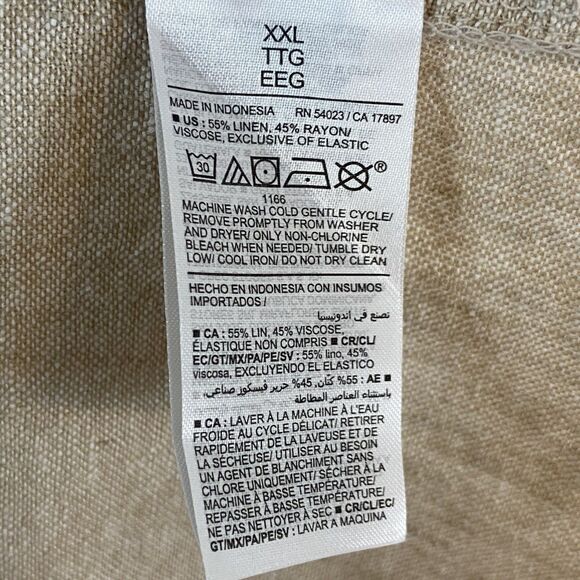 Old Navy‎ Linen Midi Dress Sz XXL Beige Flax Minimalist Capsule Smocked Pockets - Picture 7 of 8